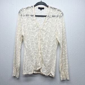 Josephine & Co Mesh Lace Button Front Floral Top Womens XXL Fairy Boho Ethereal